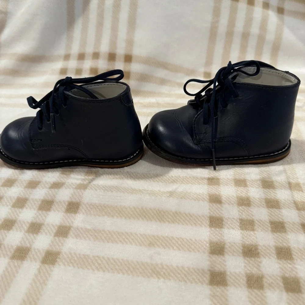 Josmo Walker Kids Navy Blue Leather Lace Up Walking Boots Style 8190 Size 5